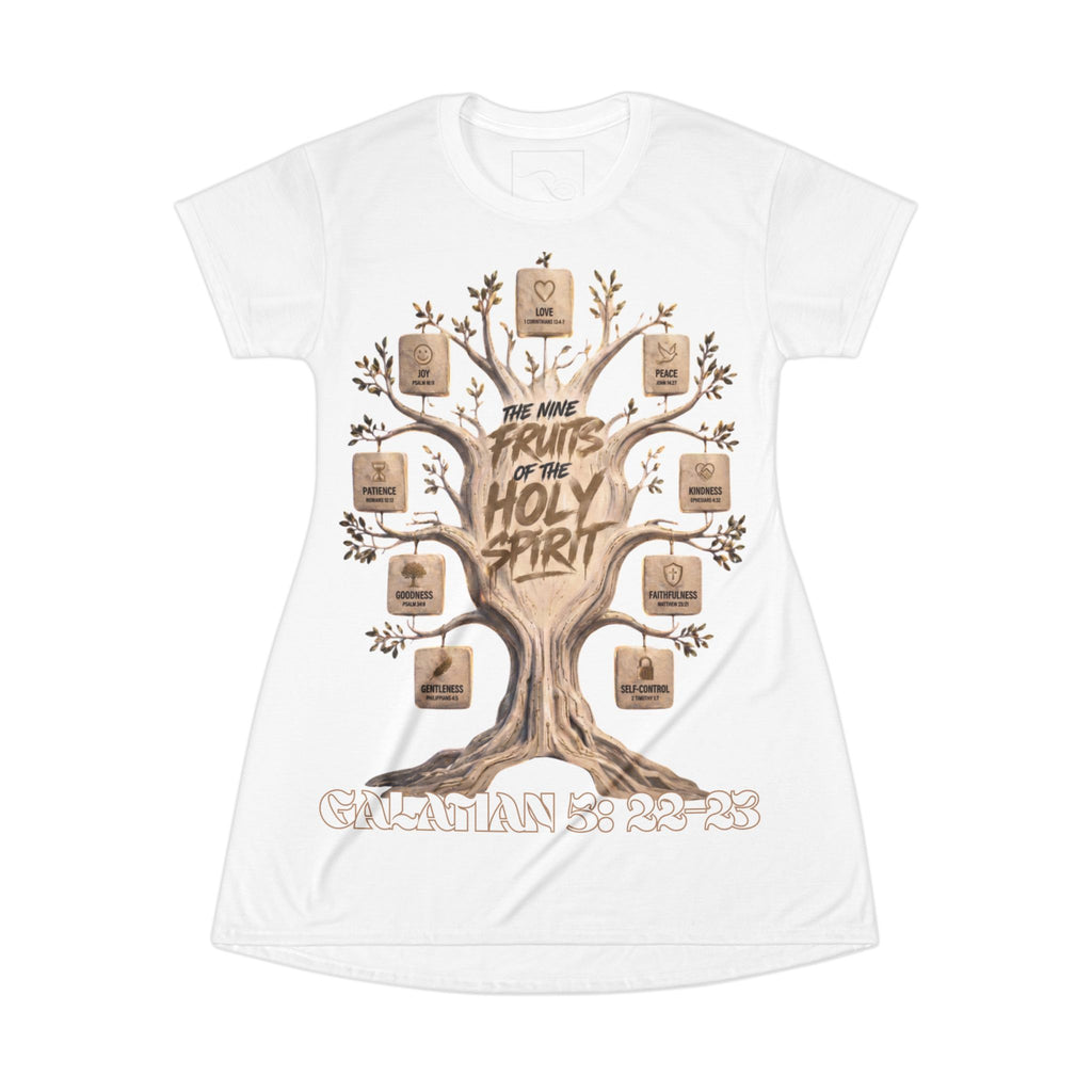 Nine Fruits of the Holy Spirit All-Over Print T-Shirt Dress