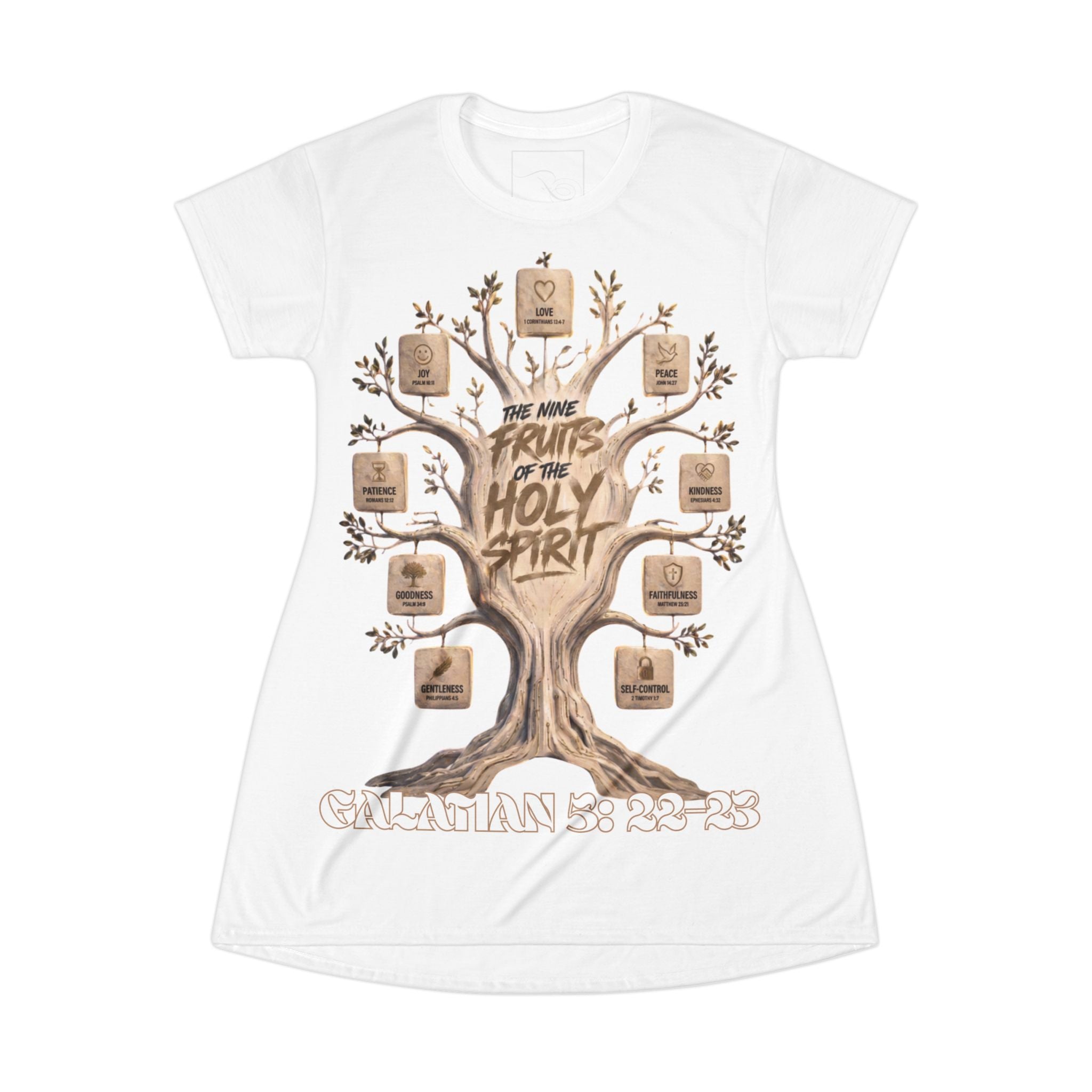 Nine Fruits of the Holy Spirit All-Over Print T-Shirt Dress