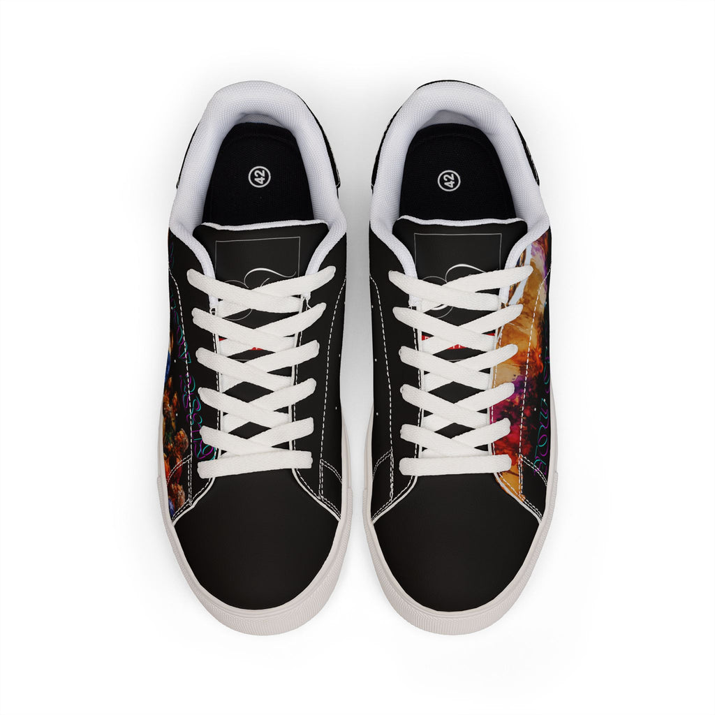 Galaxy Night Men’s Low-Top Leather Sneakers — 'You Can’t Hurry Love' Cosmic Design
