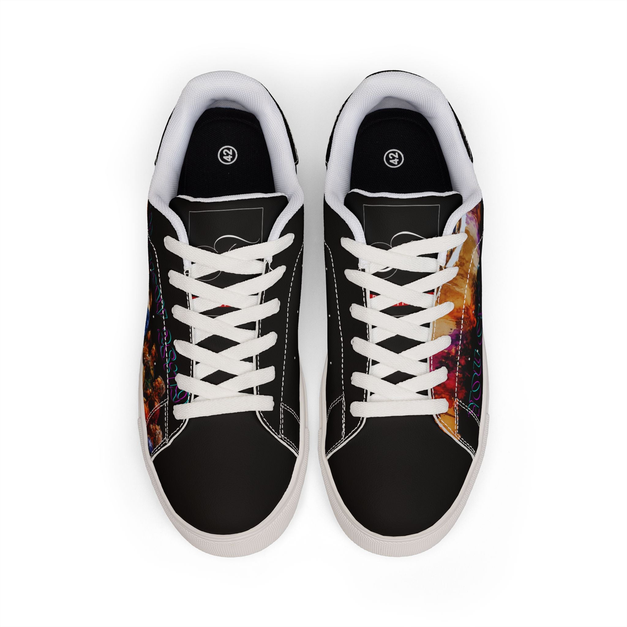 Galaxy Night Men’s Low-Top Leather Sneakers — 'You Can’t Hurry Love' Cosmic Design
