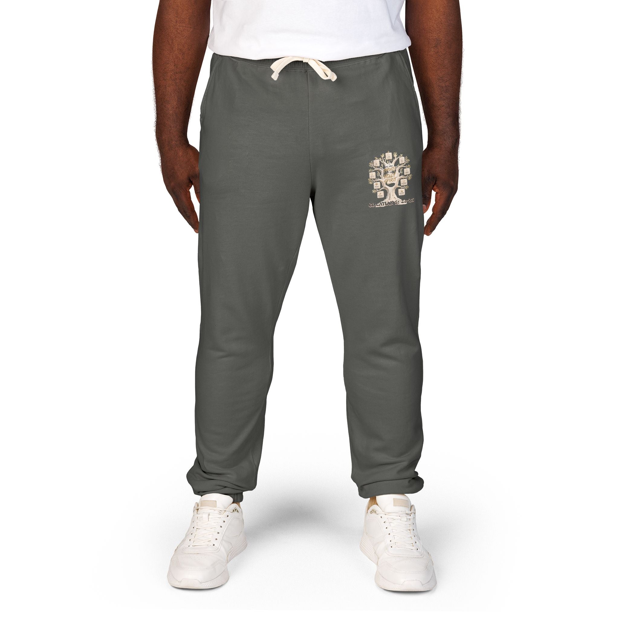 Tree of Life Graphic Sweatpants — Garment-Dyed Fleece Joggers