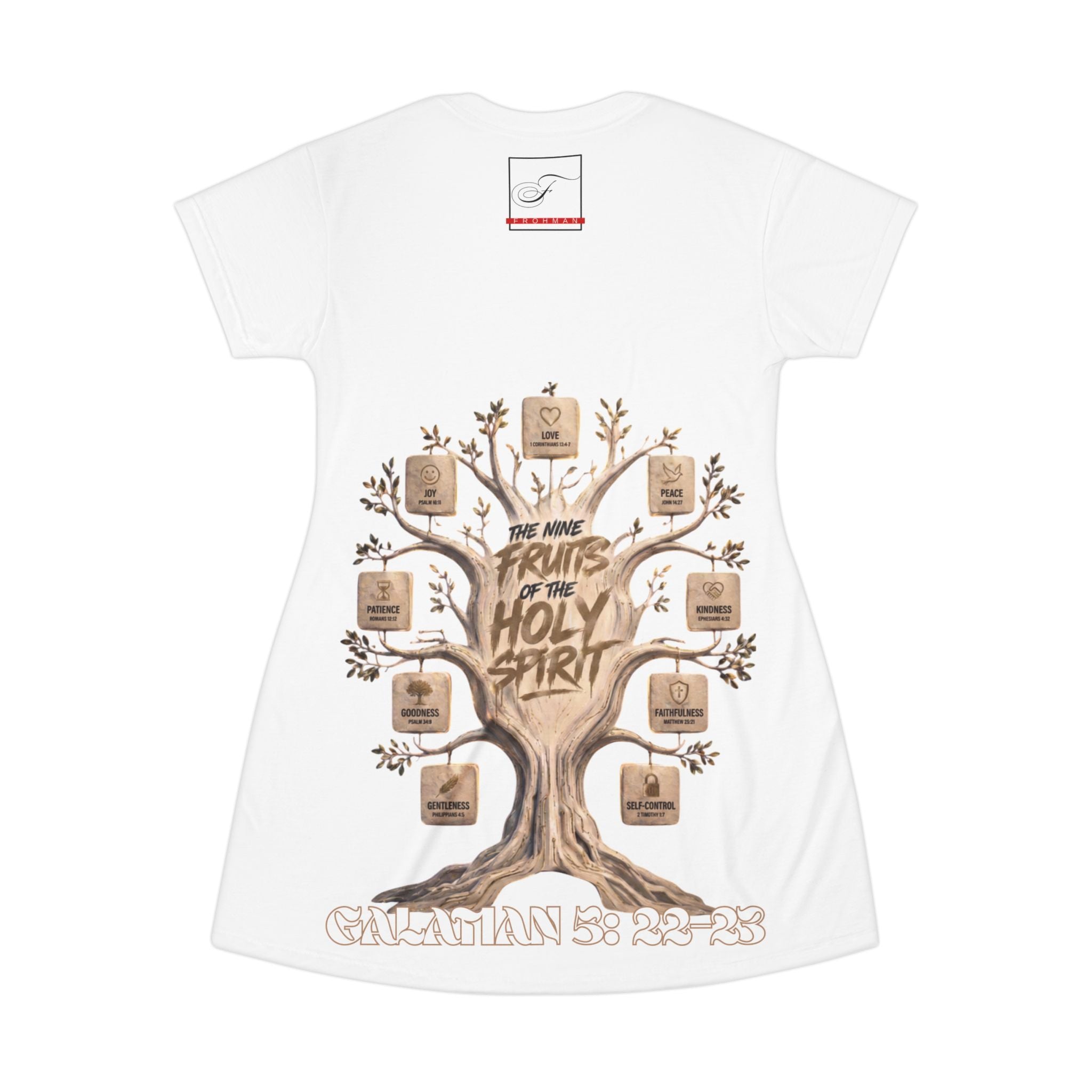 Nine Fruits of the Holy Spirit All-Over Print T-Shirt Dress