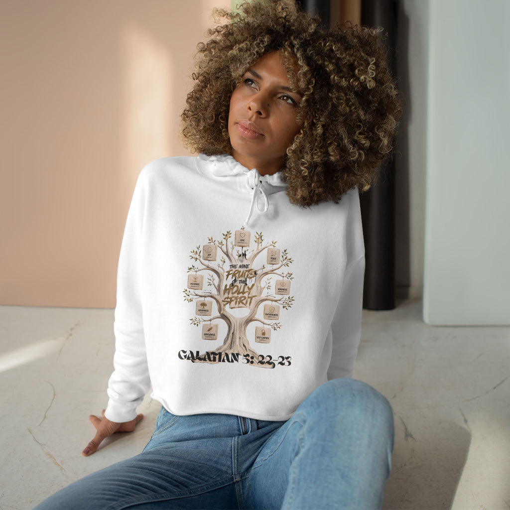 Crop Hoodie — Galatians 5 : 22-23 "The Nine Fruits the Holy Spirit" Christian Crop Hoodie