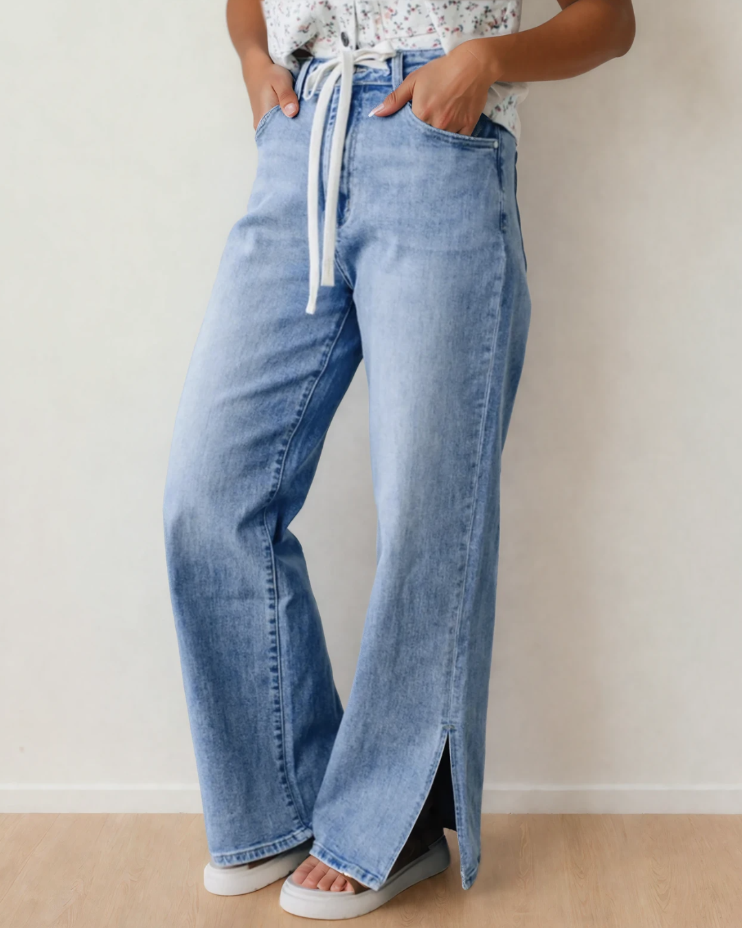 Hermana High Rise Drawstring Casual Jeans