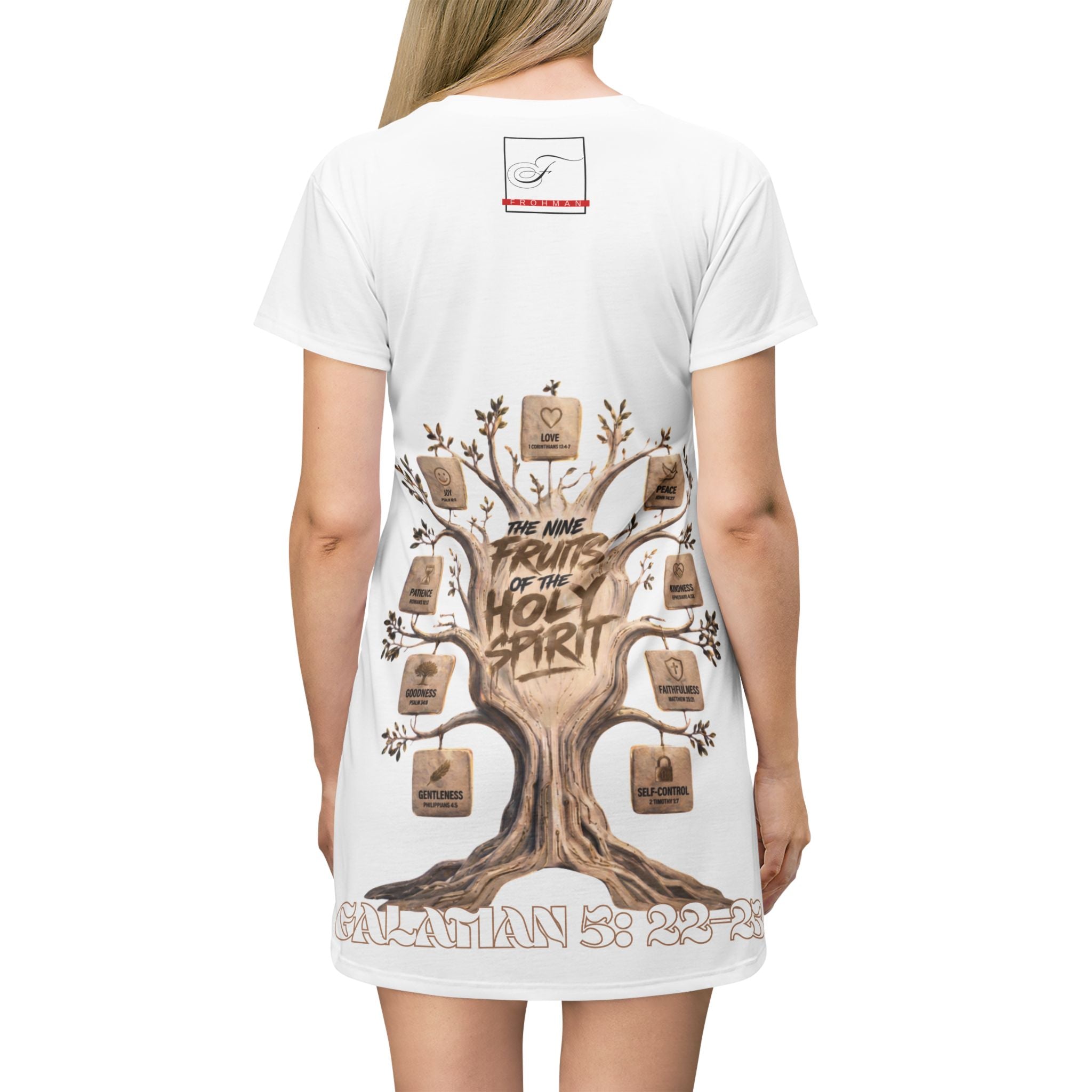 Nine Fruits of the Holy Spirit All-Over Print T-Shirt Dress