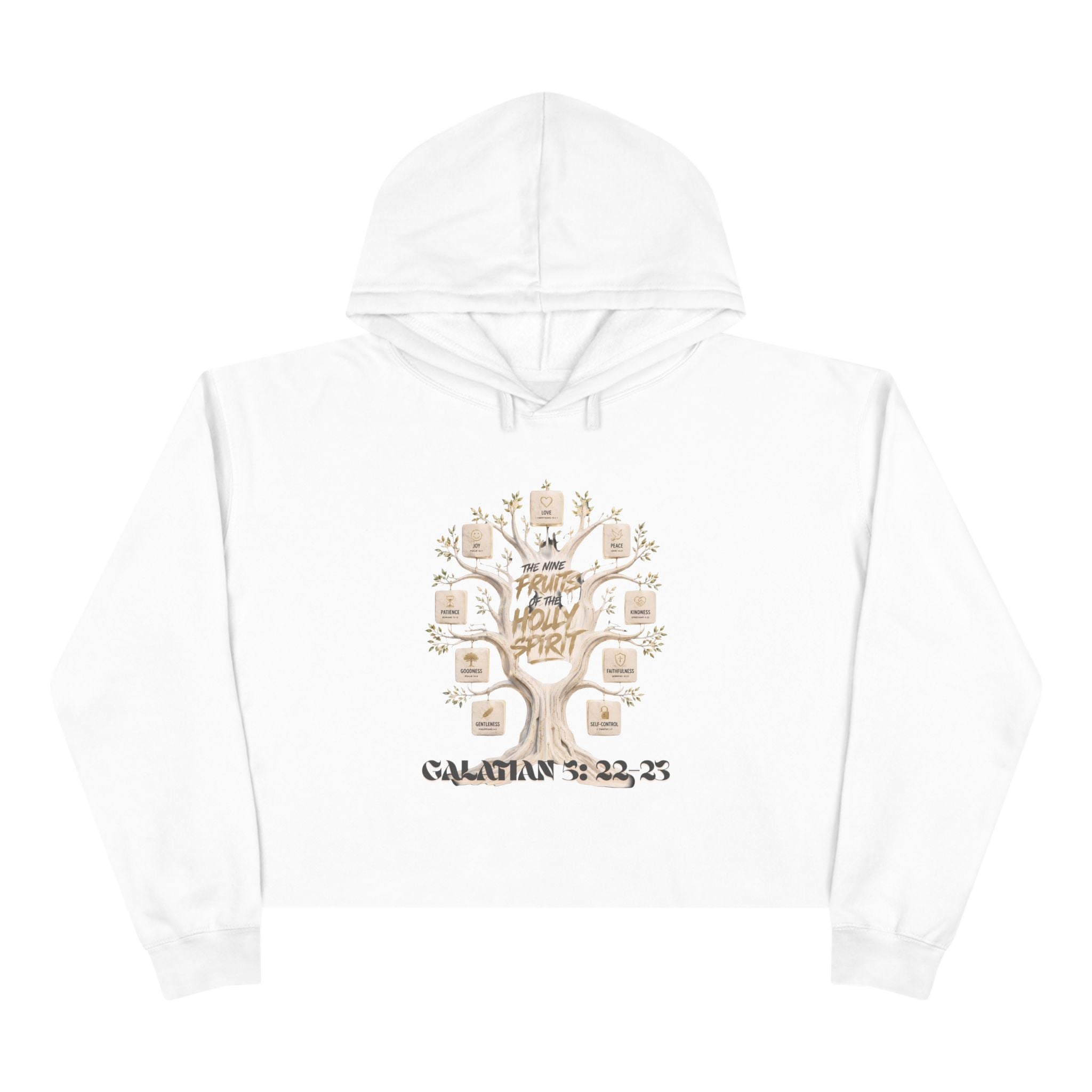 Crop Hoodie — Galatians 5 : 22-23 "The Nine Fruits the Holy Spirit" Christian Crop Hoodie