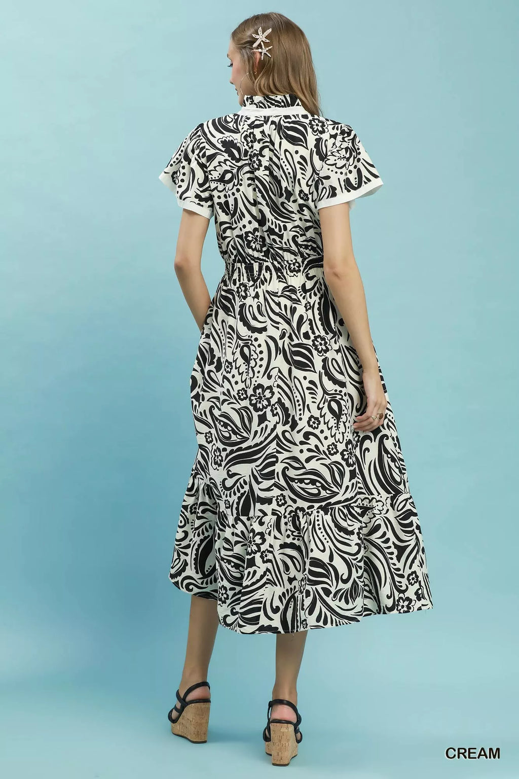 Hermana Summer Print Midi Dress with Side Pockets