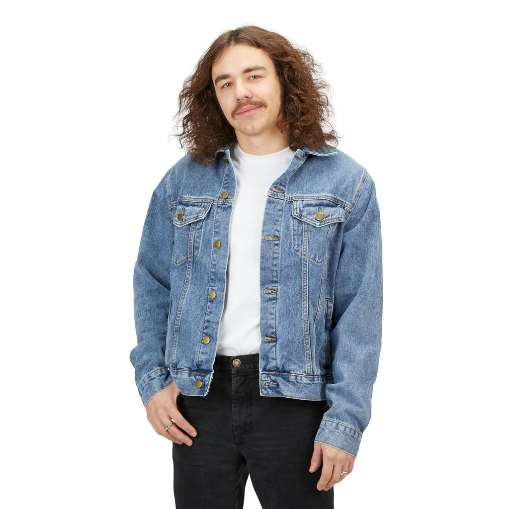 Denim Jacket — Bold Back Graphic "CRISTO: El Camino, La Verdad & La Vida" Lettering