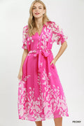 Hermana Pink Floral  Dress with Side Pockets