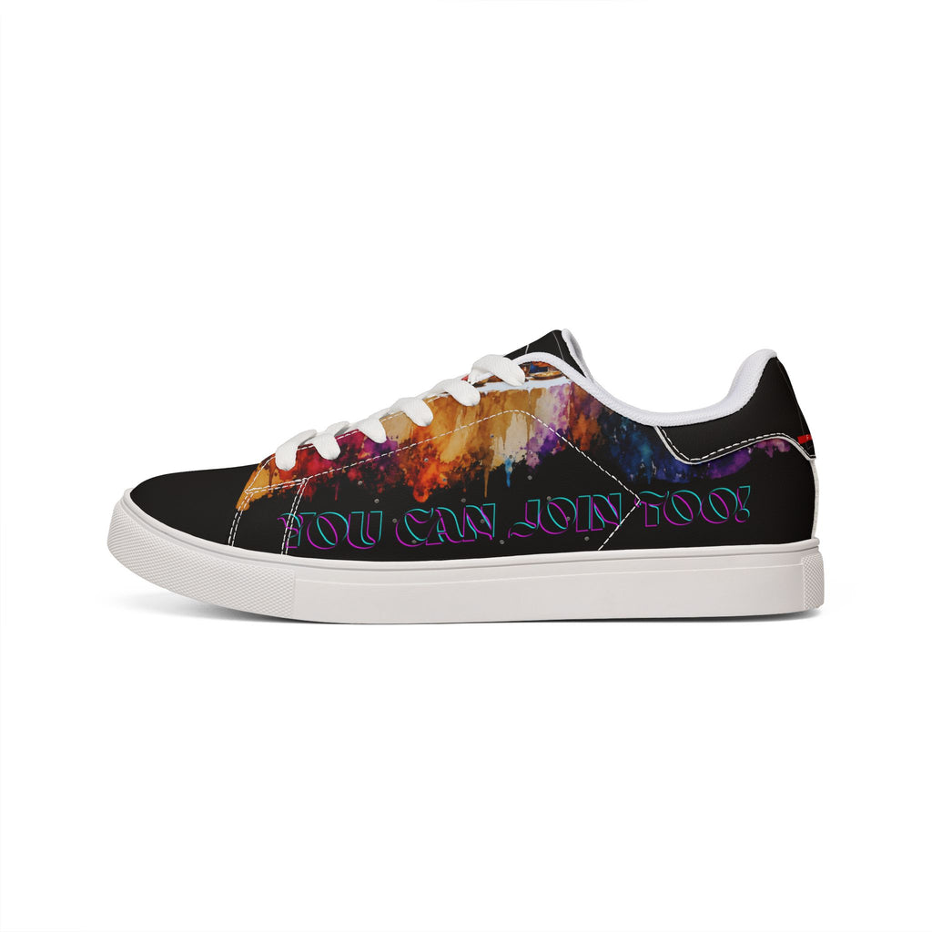 Galaxy Night Men’s Low-Top Leather Sneakers — 'You Can’t Hurry Love' Cosmic Design