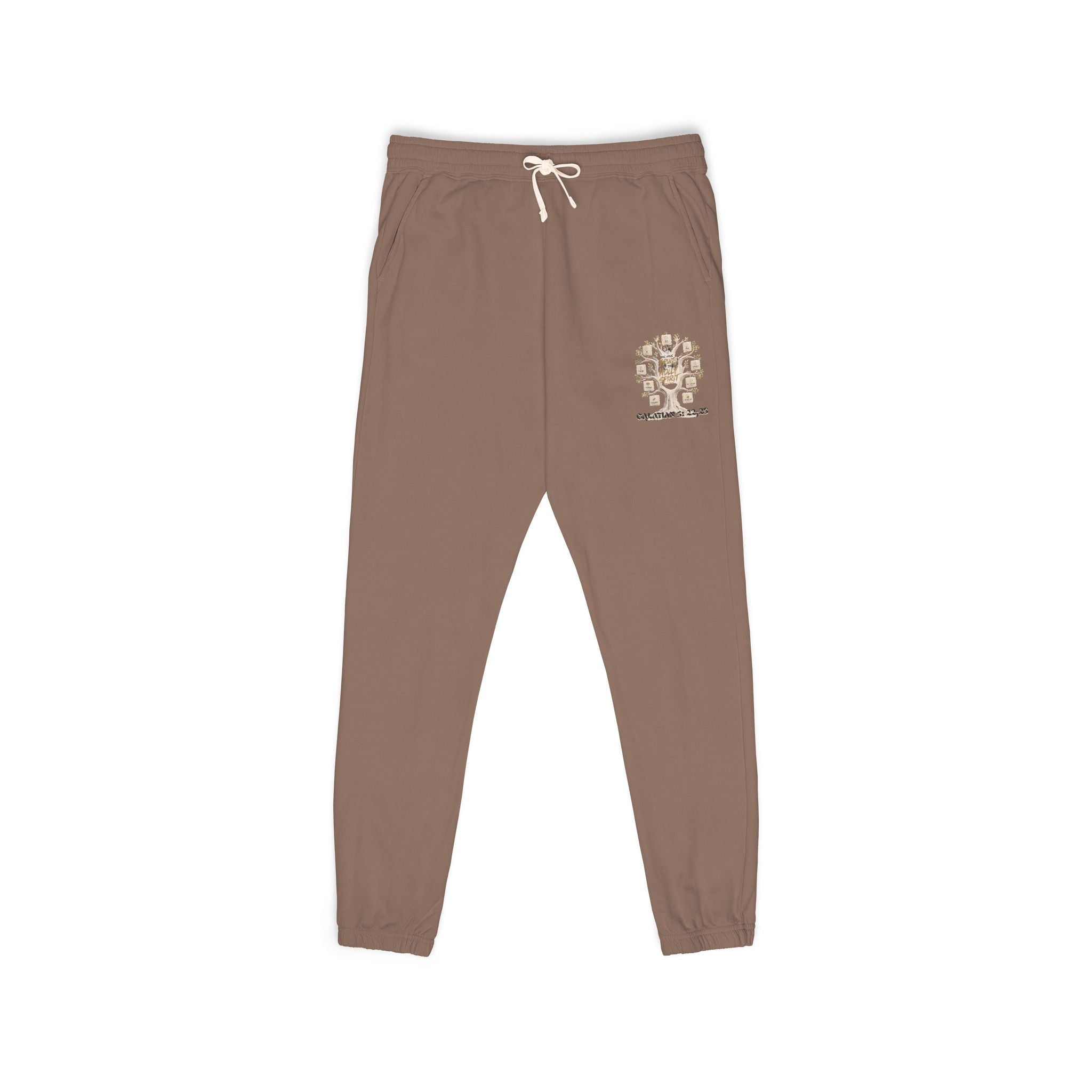 Tree of Life Graphic Sweatpants — Garment-Dyed Fleece Joggers