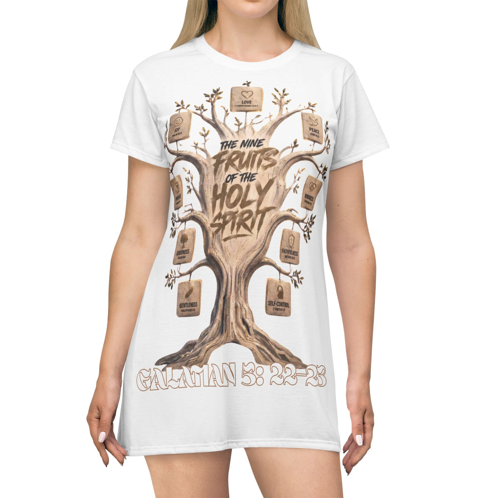 Nine Fruits of the Holy Spirit All-Over Print T-Shirt Dress