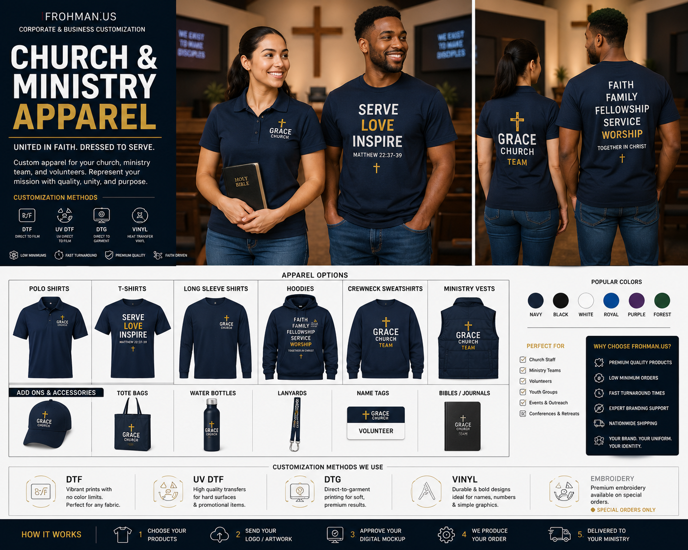 FROHMAN.US  Corporate & Business Customization Professional Uniforms, Apparel & Branded Usables