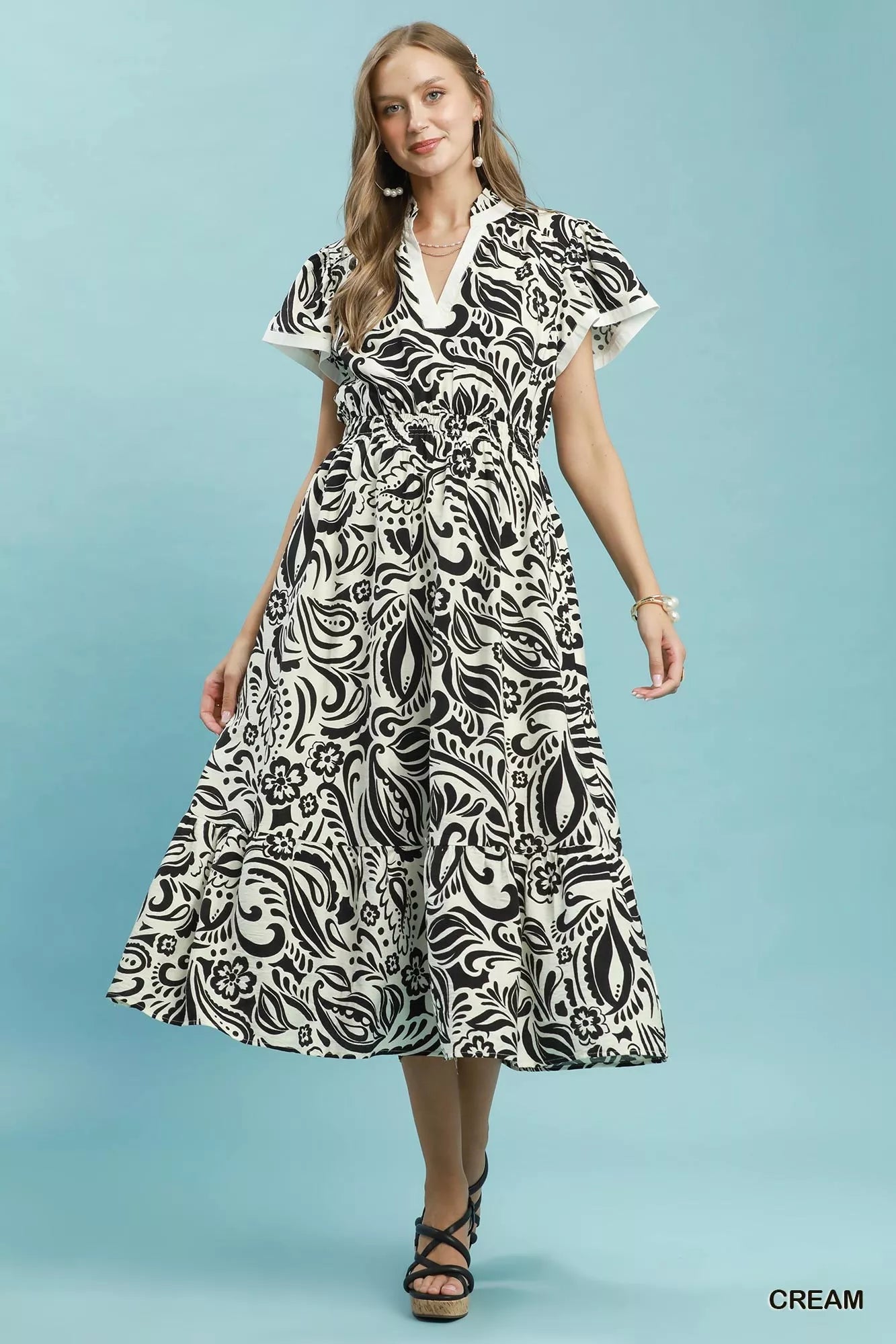 Hermana Summer Print Midi Dress with Side Pockets
