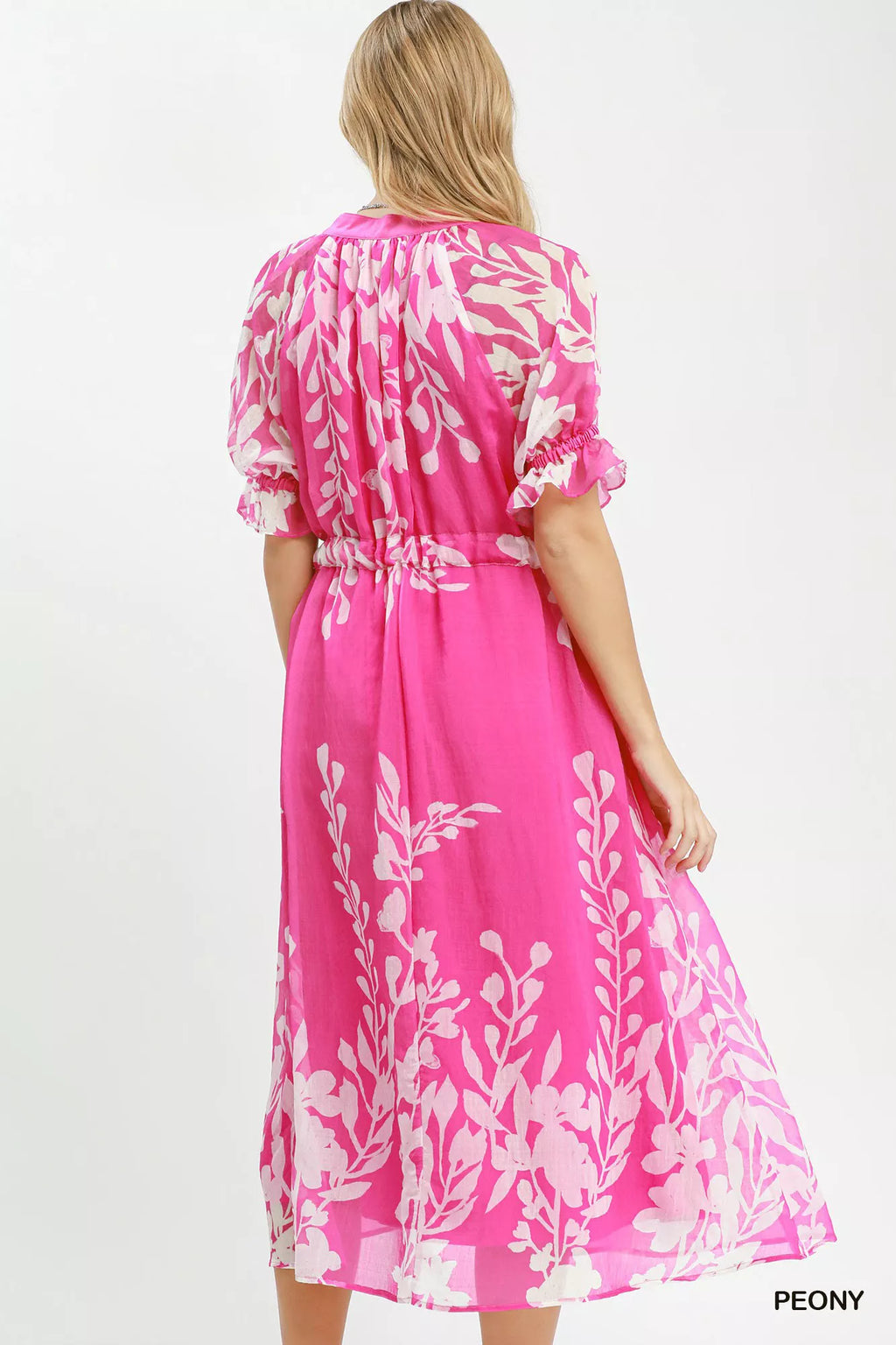Hermana Pink Floral  Dress with Side Pockets